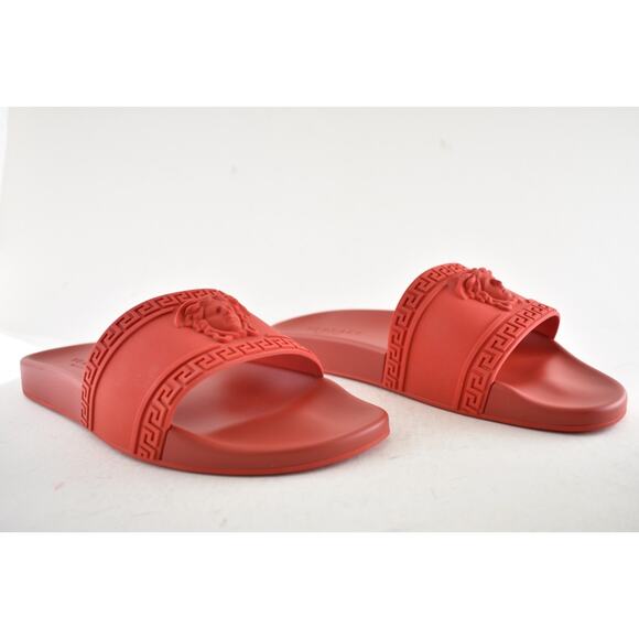 Versace Medusa Palazzo Red Rubber Logo Slide Pool Sandal Flip Flop Flat 44 11 main image 13